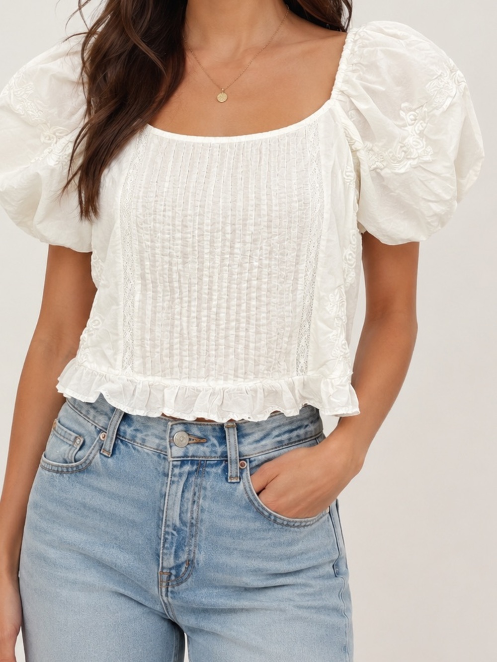 Loveshack Fancy White Breonna Top Size 8 Cottage Romantic Feminine